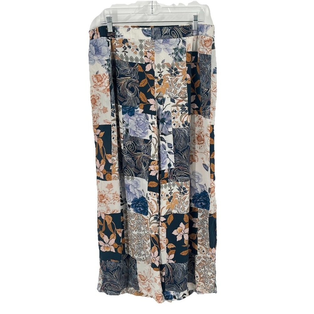 Johnny Was Polaris Silk FLoral Patchwork Pull On Pants Boho Festival Sz XL